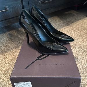 Brian Atwood black patent leather pump